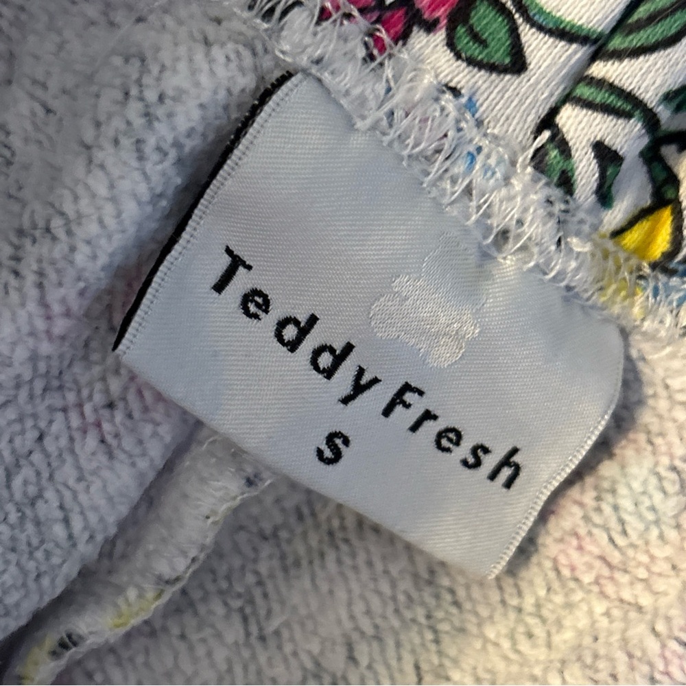 VTG Teddy Fresh Women's Floral/White Grandma Jogger Sweatpants SMALL-Patch Logo - Picture 11 of 13